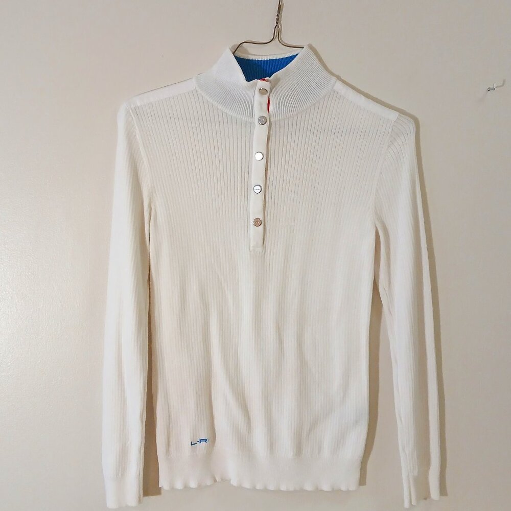 Ralph Lauren-Lauren Active snap ribbed sweater - white size M